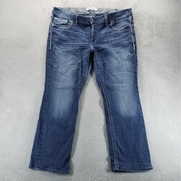 Ariat Denim - Ariat Real Jeans Womens 22W Blue Bootcut Mid Rise Stretch Faded Dark Wash